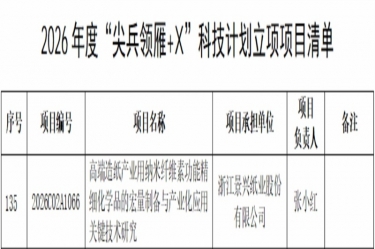 喜报！PP视讯纸业研发项目入选2026年度浙江省“斥候领雁+X”科技打算